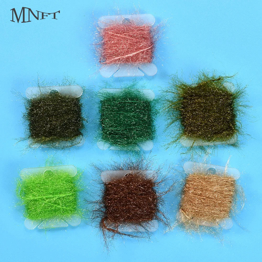 6m/card-2card Ice Dubbing Ice Dub Thread Line Flash Sparkle Chenille Yarn for Streamer Nymph Bugs Scud Body Fly Tying Materials