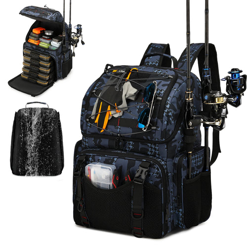 45L Fishing Backpack with Cooler and Rod Holders - Fishing Tackle from Linloft.