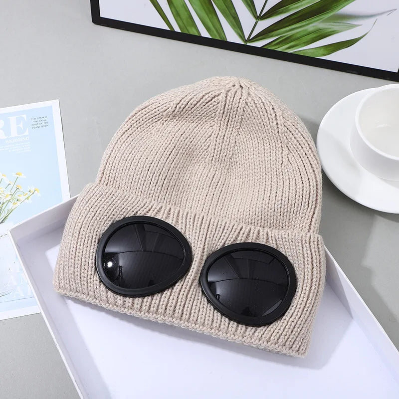 Stretchy Winter Hat Glasses Knitted Hat Windproof Winter Beanie Elastic Soft Warm Anti-slip Ear Protection Unisex Casual Hat - Apparel & Accessories from Linloft.