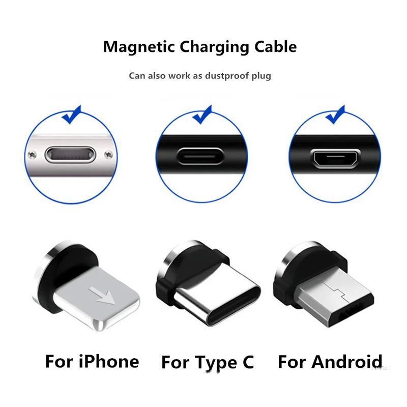 2022 New Round Magnetic Cable plug Type C Micro USB C Plugs Fast Charging Phone Microusb Type-C Magnet Charger Plug - Electronics & Accessories from Linloft.