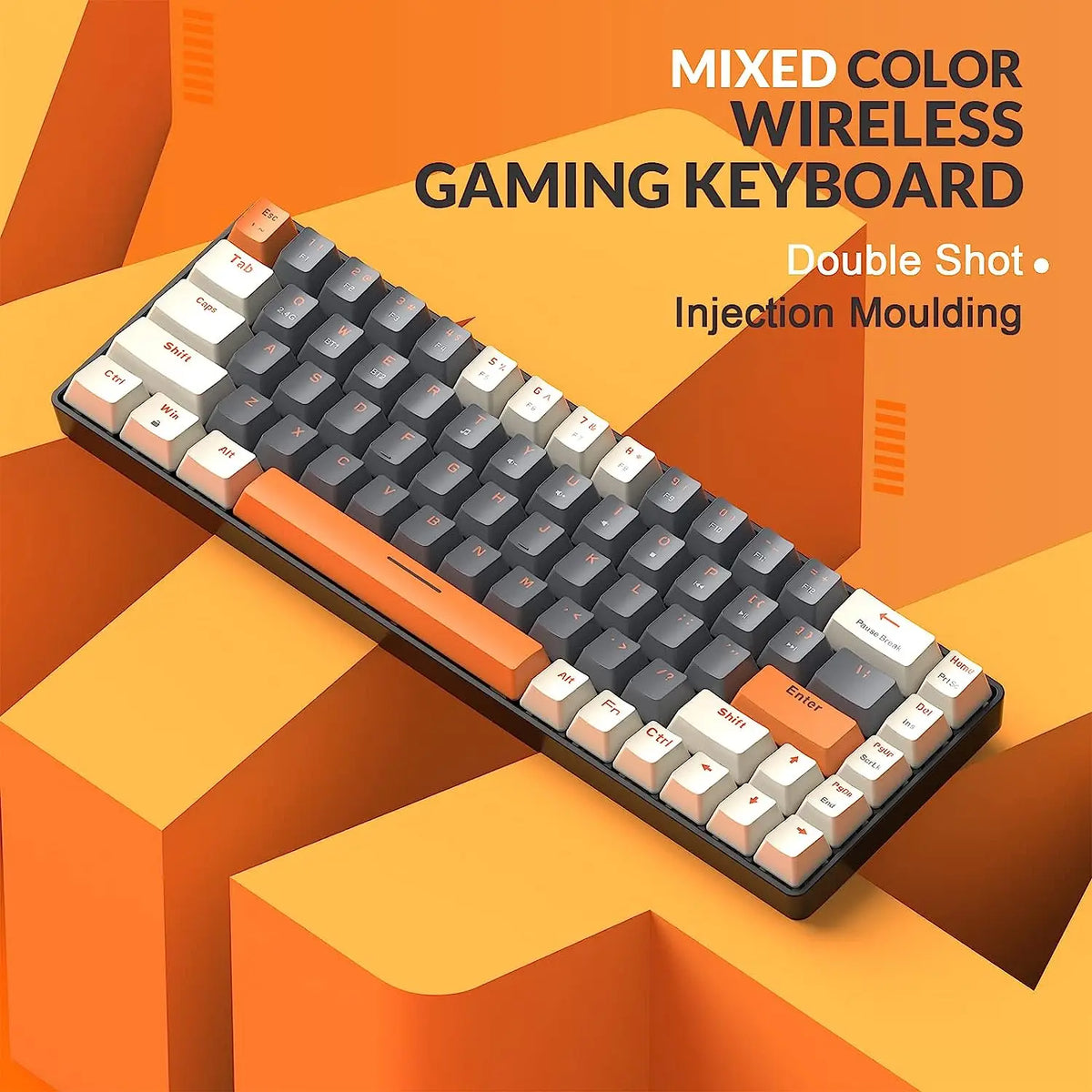 RK68 60% Wireless Mechanical Keyboard, Bluetooth 5.0/2.4GHz with Dual Mode 2-in-1 Receiver, 68-Key Hot-Swappable Gaming Keyboard - Electronics & Accessories from Linloft.