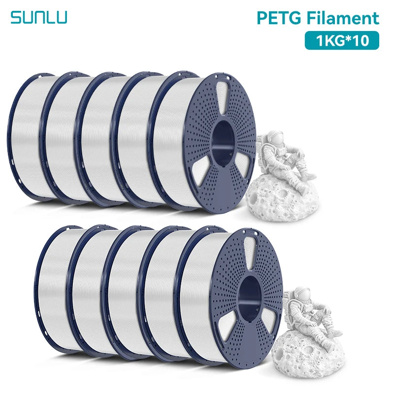 SUNLU PETG Filament 10KG 1.75MM 22LBS No Bubble Odorless Arrange Neatly Good Toughness BIodegradable High Transparency - 3D Printing Accessories from Linloft.