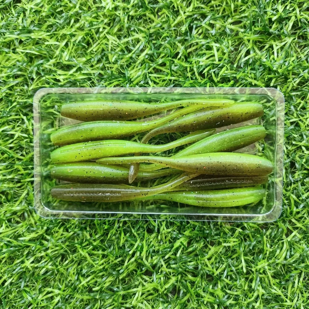 SWOLFY 75mm 2.5g Soft Swimbait Shad Stick Worm Fishing Lure Bait Artificial Straight Tail Salted Jig Bass Pike Tackle - Fishing Tackle from Linloft.