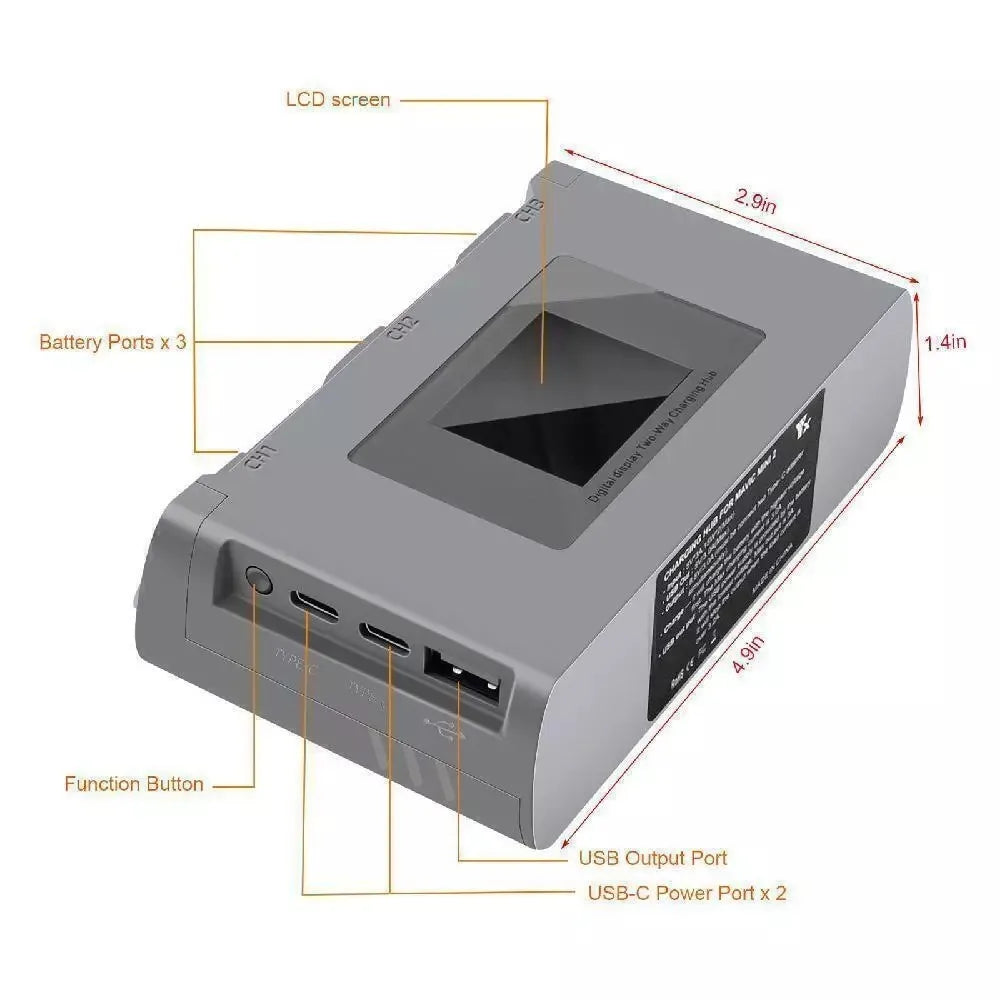 Digital Display Charging Hub For DJI Mini 2 Battery Charger for DJI Mini 3 Pro/Mini SE/Mini 2/Air 2S Power Bank Drone Accessory - Electronics & Accessories from Linloft.