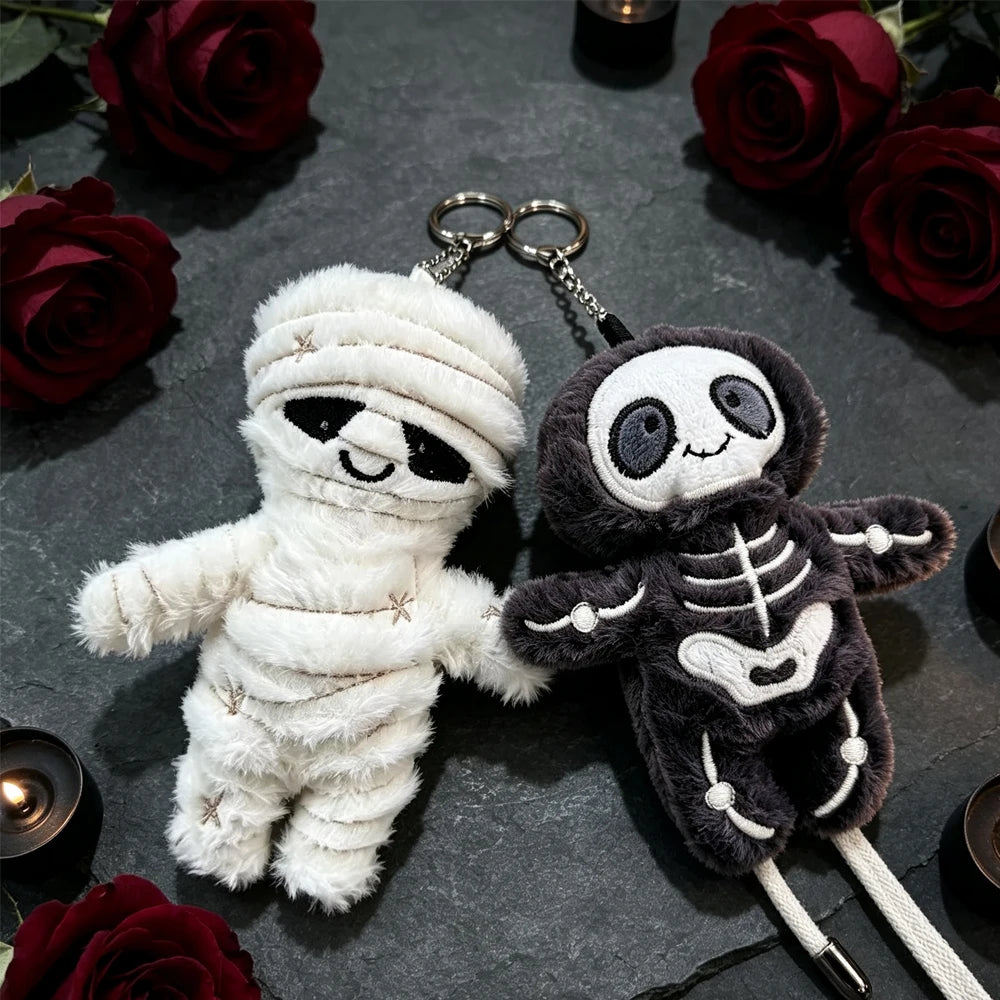 Cute Mummy Skeleton Plush Keychain Soft Stuffed Bag Pendant Halloween Keyring Gift Backpack Car Accessory