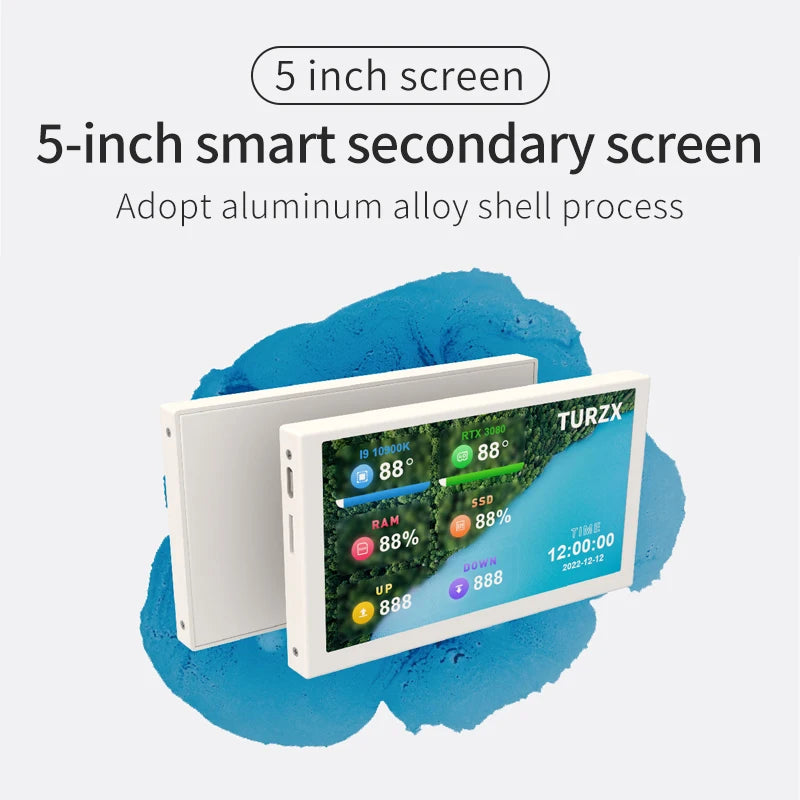TURZX 5 Inch USB Type-C Secondary Screen 800*480 IPS LCD Computer CPU GPU RAM HDD Monitor NO HDMI-compatible Display NO AIDA64