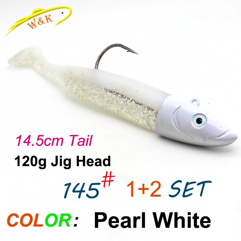 Soft Bait KIT with 120g JIG 14.5cm Paddle Tail for Rock Fish Cod Pollock Trolling Fishing Lures 7.3inch 150g Boat Fishing Vinyl