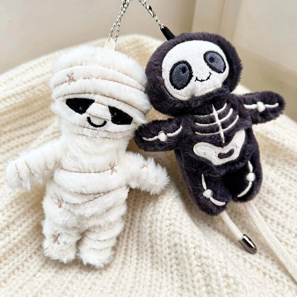 Cute Mummy Skeleton Plush Keychain Soft Stuffed Bag Pendant Halloween Keyring Gift Backpack Car Accessory - Necklaces from Linloft.
