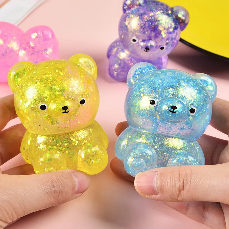 Glitter Gummy Bear Squishy Fidget Toy