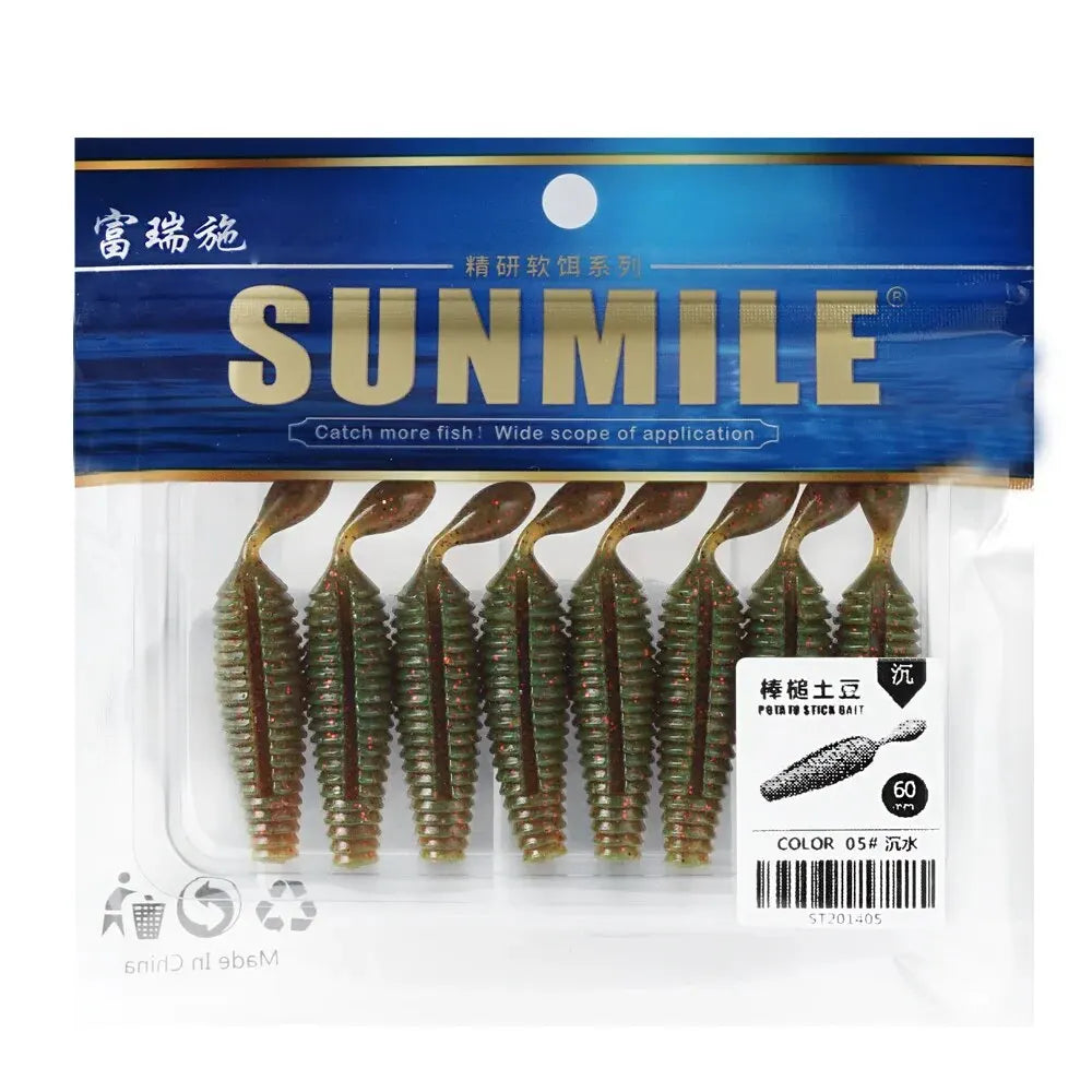 SUNMILE Stick Bait 6cm4.2g Casting Heavy Weighted Soft Plastic Lures Worm Artificial Bait Silicone Shad Lure For Bass Fishing