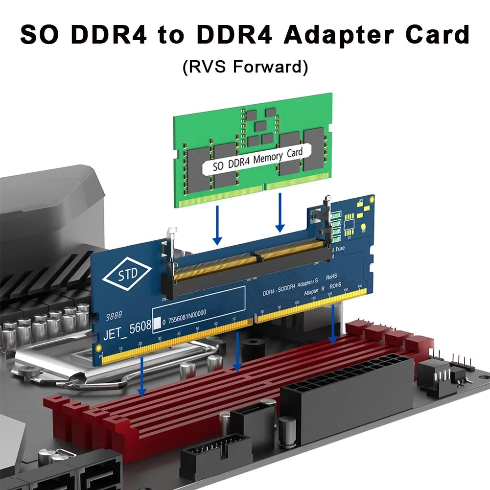 1PC Card Hard Drive Converter Laptop SO DDR4 RAM To Desktop DDR4 Adapter Card Memory Tester SO DIMM 4 To DDR4 Converter Adapter