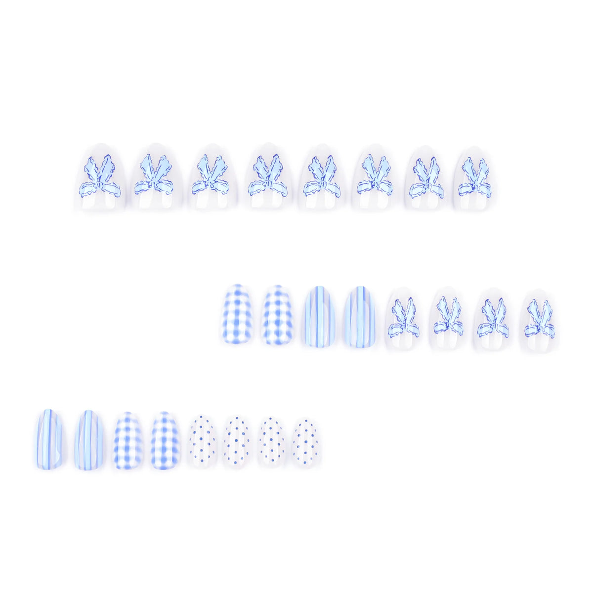 Light Blue Bow Short Almond Press-On Nails - Beauty & Personal Care from Linloft.