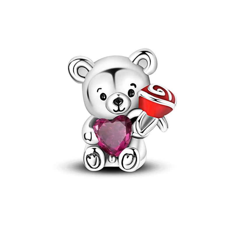 MULA Pink 925 Sterling Silver Charms Pendant Perfume Dreamcatcher Heart Love Beaded Fit Original Bracelet Women DIY Jewelry Gift - Bracelets from Linloft.