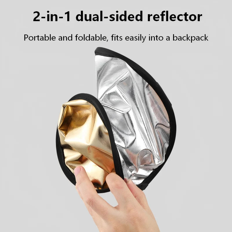2-in-1 Dual Sided Gold Silver Reflector Portable Foldable Light Panel for Portrait Live Streaming Studio Outdoor Photography