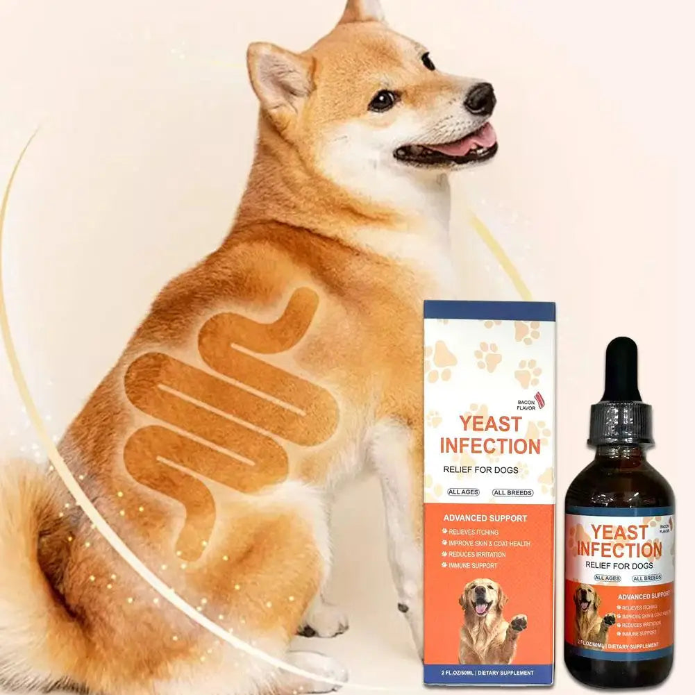 Dog Yeast Infection Relief Drops Itch Relief Pet Liquid Supplement Skin Coat Health Ear Eye Care Bacon Flavor 60ml - Pet Supplies from Linloft.