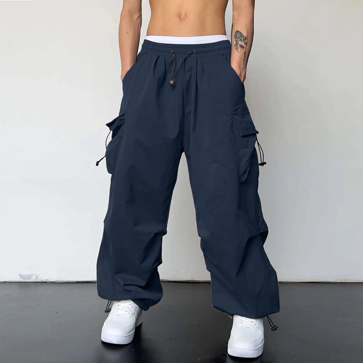 Harajuku Oversized Cargo Parachute Pants For Men Y2k Hip Hop Wide Leg Pants Joggers Streetwear Vintage Baggy Casual Sweatpants - Apparel & Accessories from Linloft.