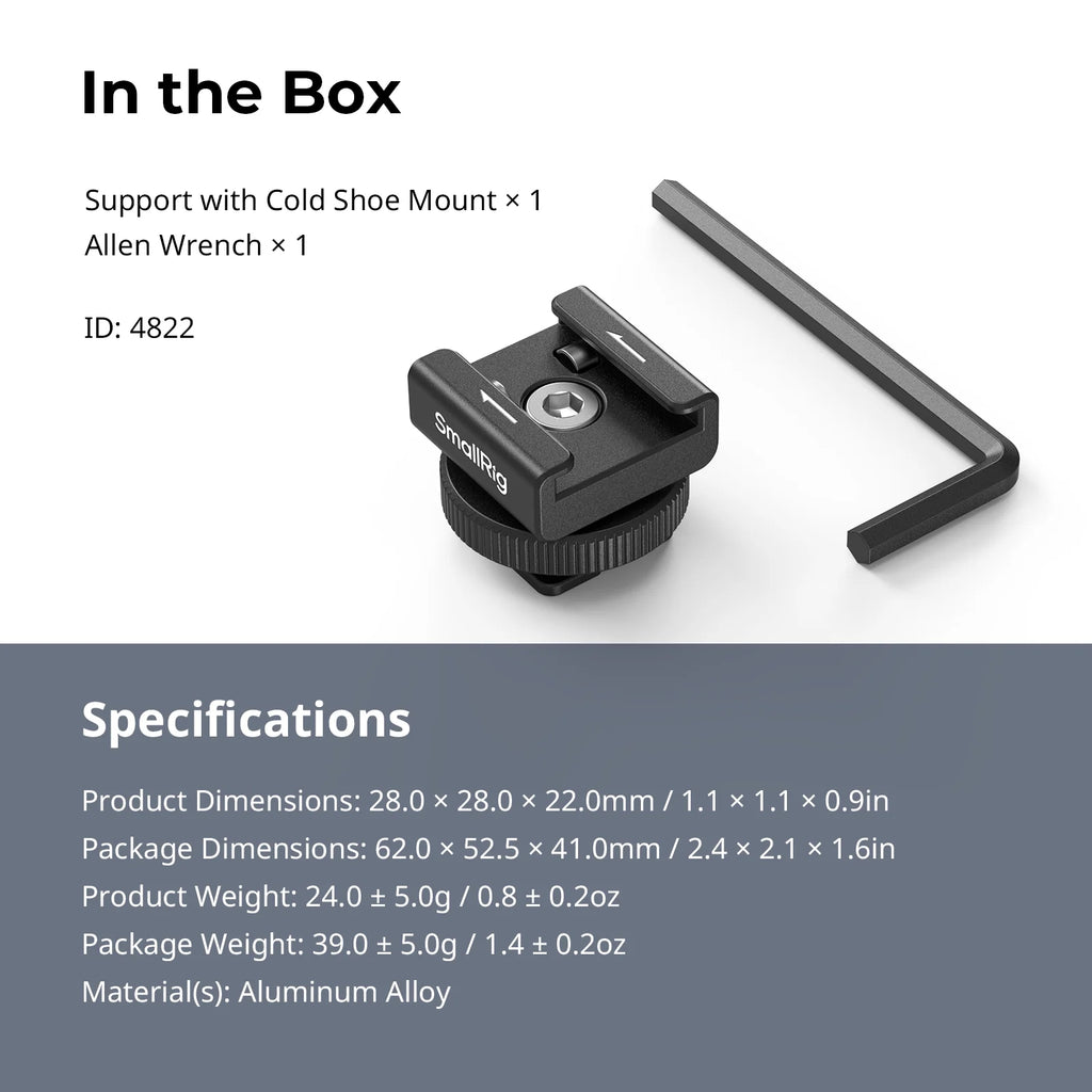 SmallRig Camera Flash SWireless Wireless Microphone Support with Cold Shoe Mount for DJI Mic/Mic 2 for RODE Wireless GO II -4822