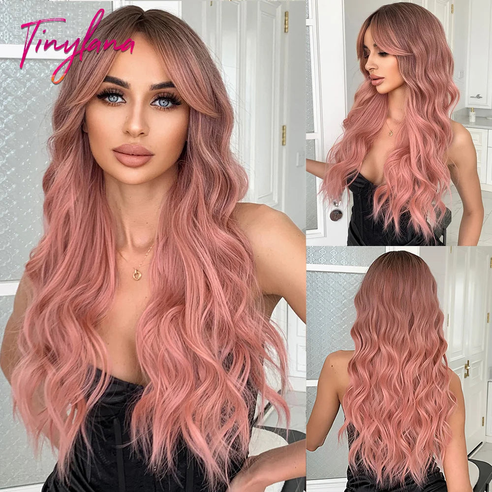 Long Wavy Synthetic Wig with Bangs - Apparel & Accessories from Linloft.