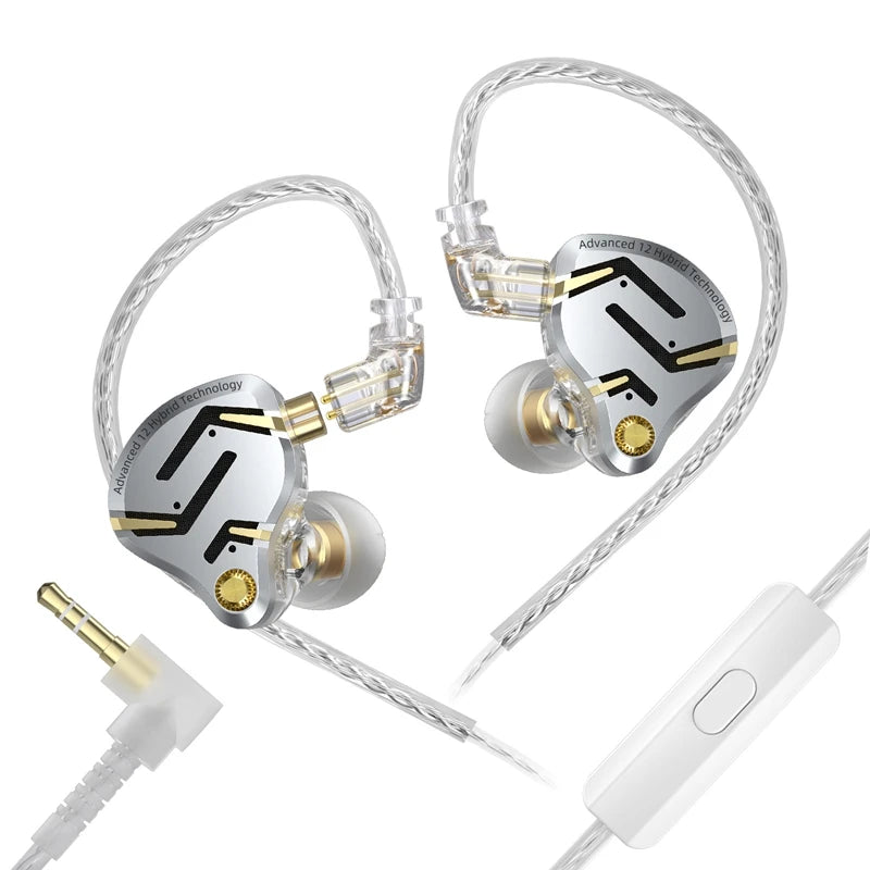 KZ ZS12 PRO 2 1DD + 5BA Hybrid HiFi In Ear Earphones Improved Bass Monitor Headphones Detachable Wire Earbuds Gaming Headest
