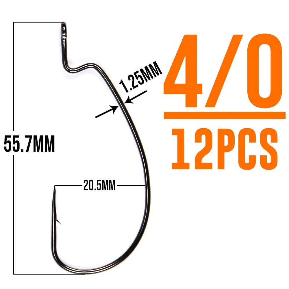 Thin Wire EWG Worm Hooks, 12-Pack - Fishing Hooks from Linloft.