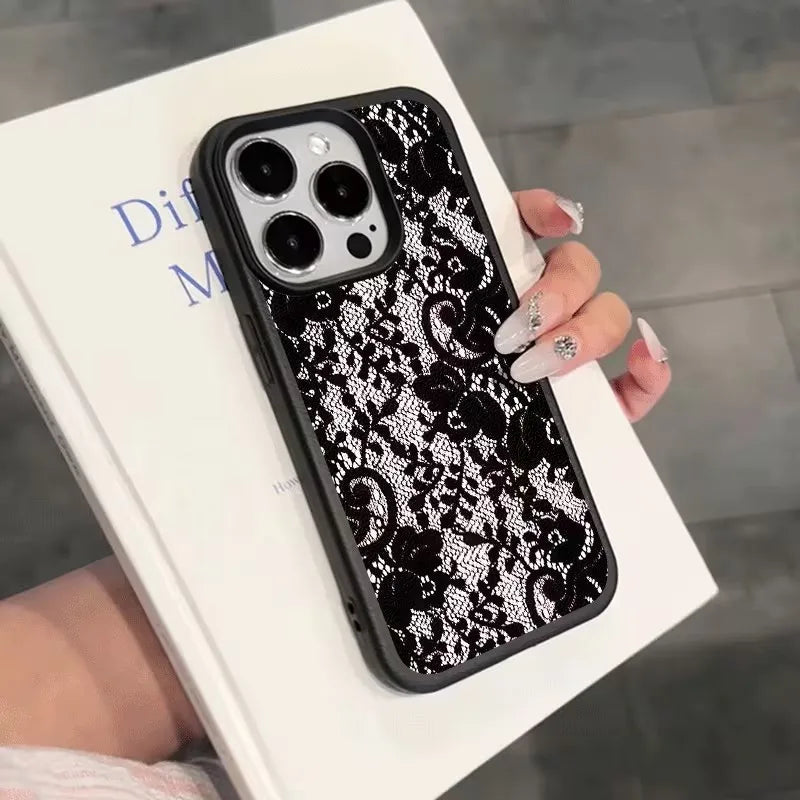 Black Lace Floral iPhone Case - Electronics & Accessories from Linloft.