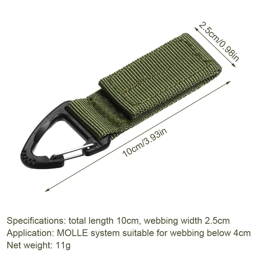 Tactical Molle Webbing Clip Hanging Key Hook Clamp Nylon Ribbon Keychain Backpack Clasp Carabiner Fastener Hook Buckle