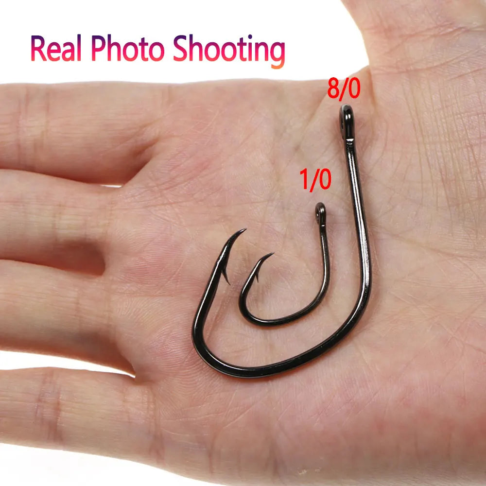 Bimoo 100PCS #1/0~#8/0 Light Offset Circle Fishing Hook For Live Bait Hook Corrosion Resistant Saltwater Freshwater Fishing