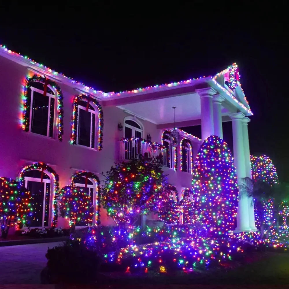 8Colors Outdoor Solar Light Garden Warm/Purple/RGB LED Strip String Fairy Lights Solar Lamp Waterproof Garland Christmas Decor - String Lights from Linloft.