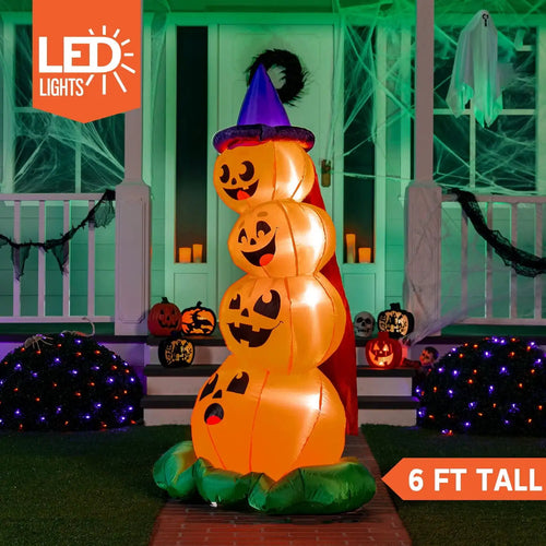 6ft Inflatable Stacked Pumpkins with LEDs - Seasonal & Holiday from Linloft.