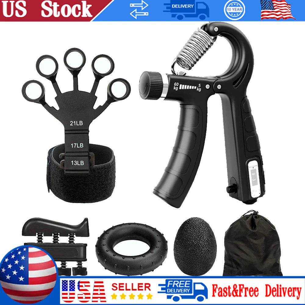 Mechanical Counting Grip Strength Trainer With Finger Exerciser For Muscle Building Hand Injury Recovery Rehabilitation Training