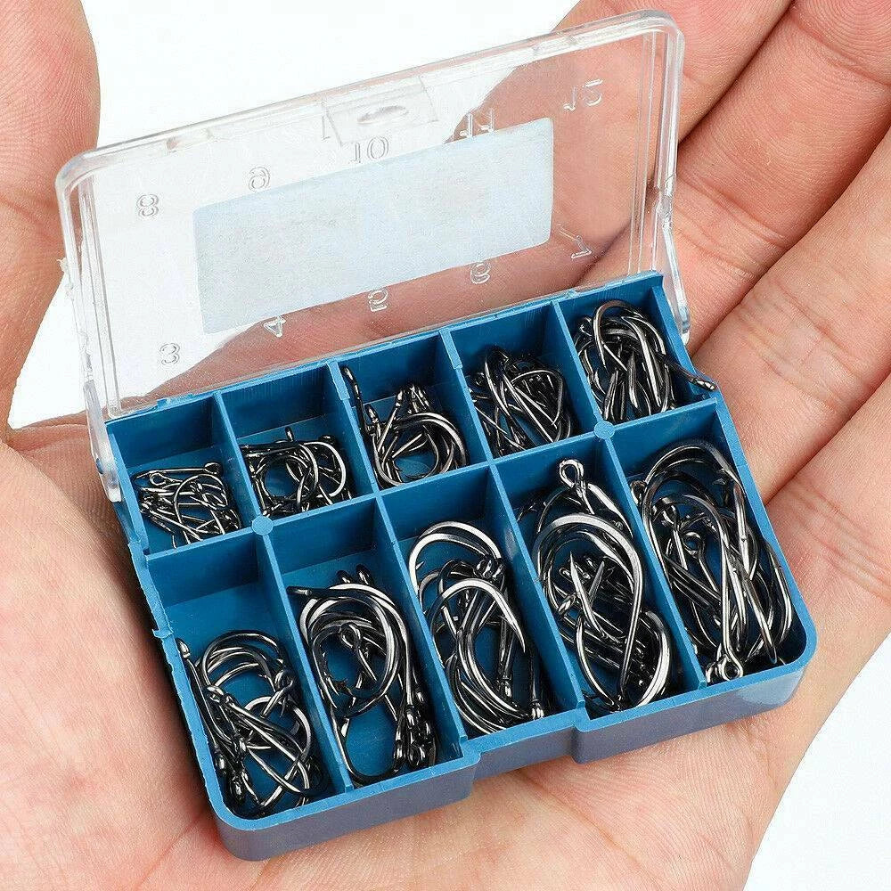 1set Universal Paired Perforated Fish Hook Mixed Set with Barb Box Mixed Set Round Hole Fishing Hook Complete Set Fishing Hooks