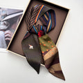 Skinny Scarf for Women Silk Ribbon, Elegant Print Neckerchief, Hair Band Handbag Tie Wrist Belt Fashion Accessory Gift