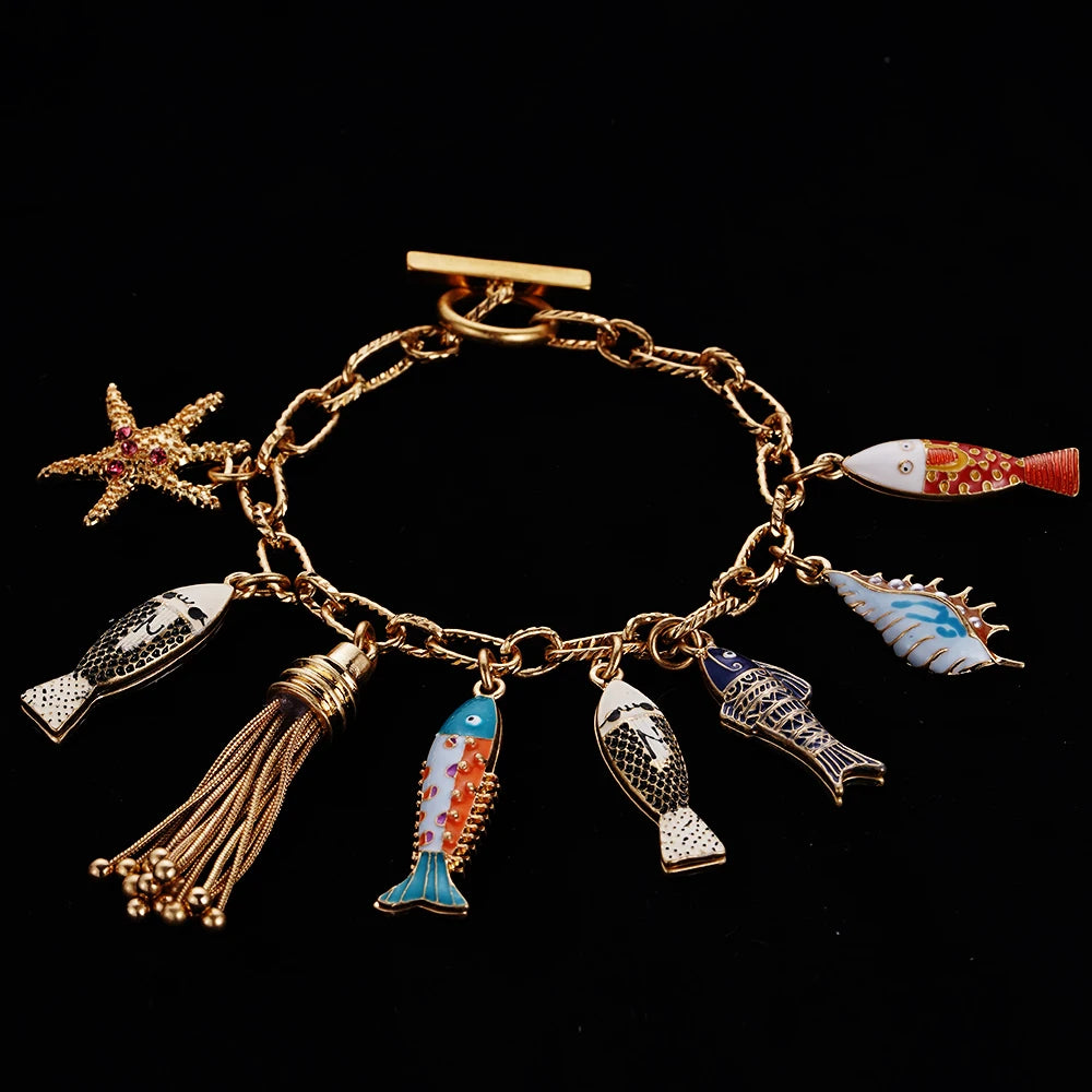 Jelly Fish charm Bracelet Bohemian Starfish Fish Tail Women Jewelry  WealthyBoo Official-Website