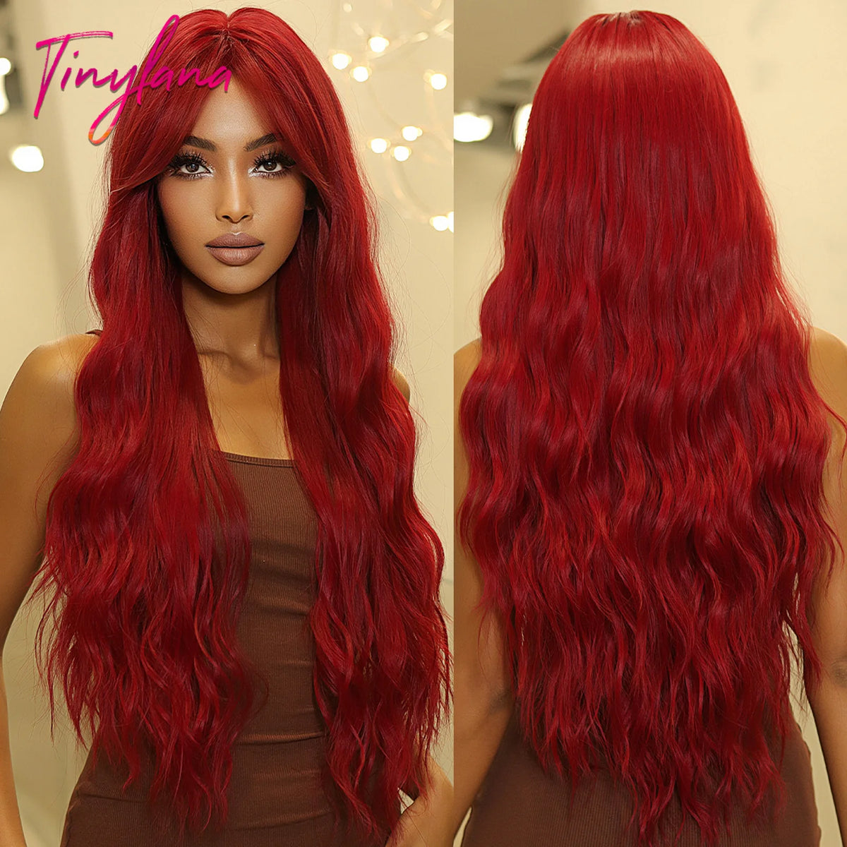 Long Wavy Synthetic Wig with Bangs - Apparel & Accessories from Linloft.