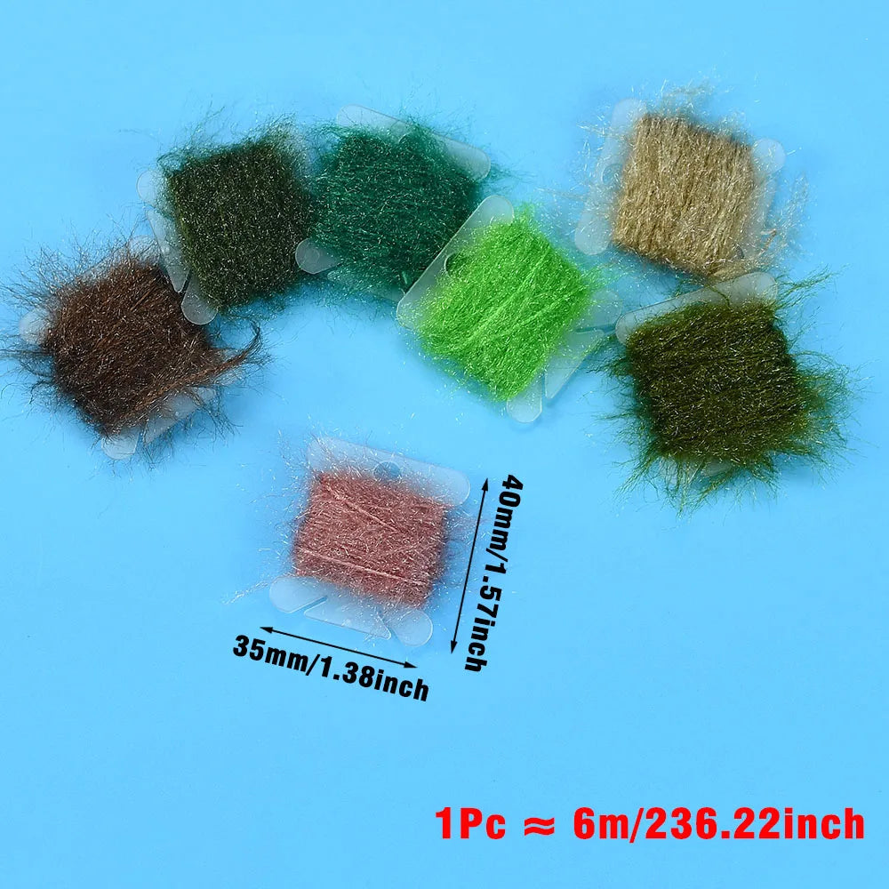 6m/card-2card Ice Dubbing Ice Dub Thread Line Flash Sparkle Chenille Yarn for Streamer Nymph Bugs Scud Body Fly Tying Materials