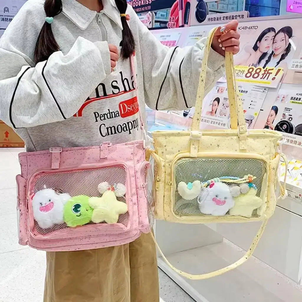 New Y2K Cute Japanese Ita Shoulder Bag Lolita Girls Transparent Tote Bag Large Capacity Crossbody Casual Bag DIY Display Handbag - Bags & Cases from Linloft.