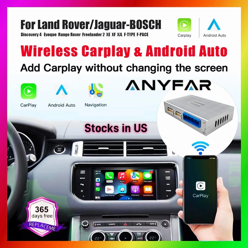 ANYFAR Wireless Carplay Android Auto Fits For Land Rover Jaguar Bosch Discovery4 Evoque Freelander2 XE XF XJL Decorder