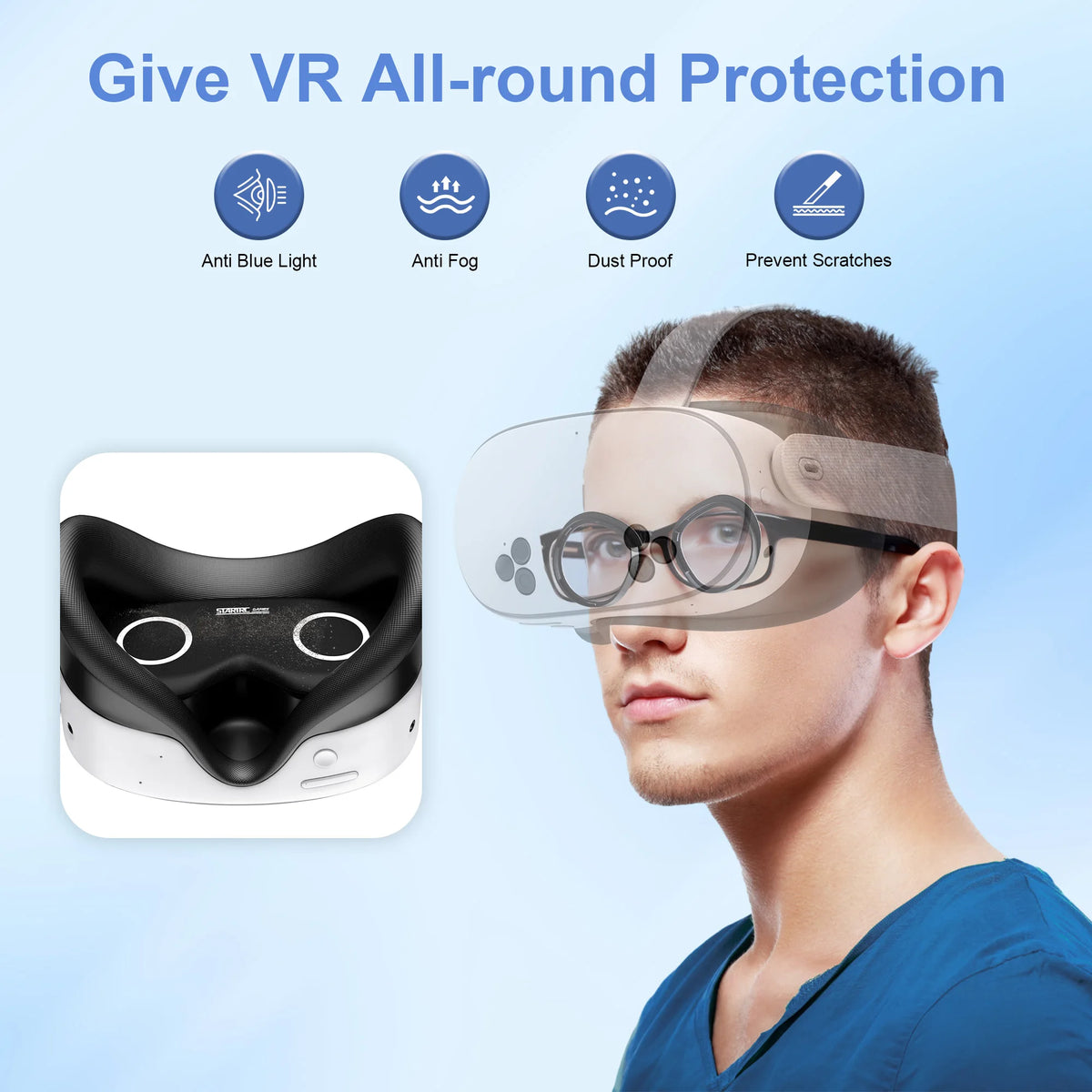 STARTRC Lens Protector Set Compatible with Meta Quest 3S Accessories, Soft Lens Protector Cover, Glasses Spacer with Blue Light Blocking Glasses for Oculus Quest 3S/Quest 2 (Not Fit for Quest 3) - Camera & Optic Accessories from Linloft.