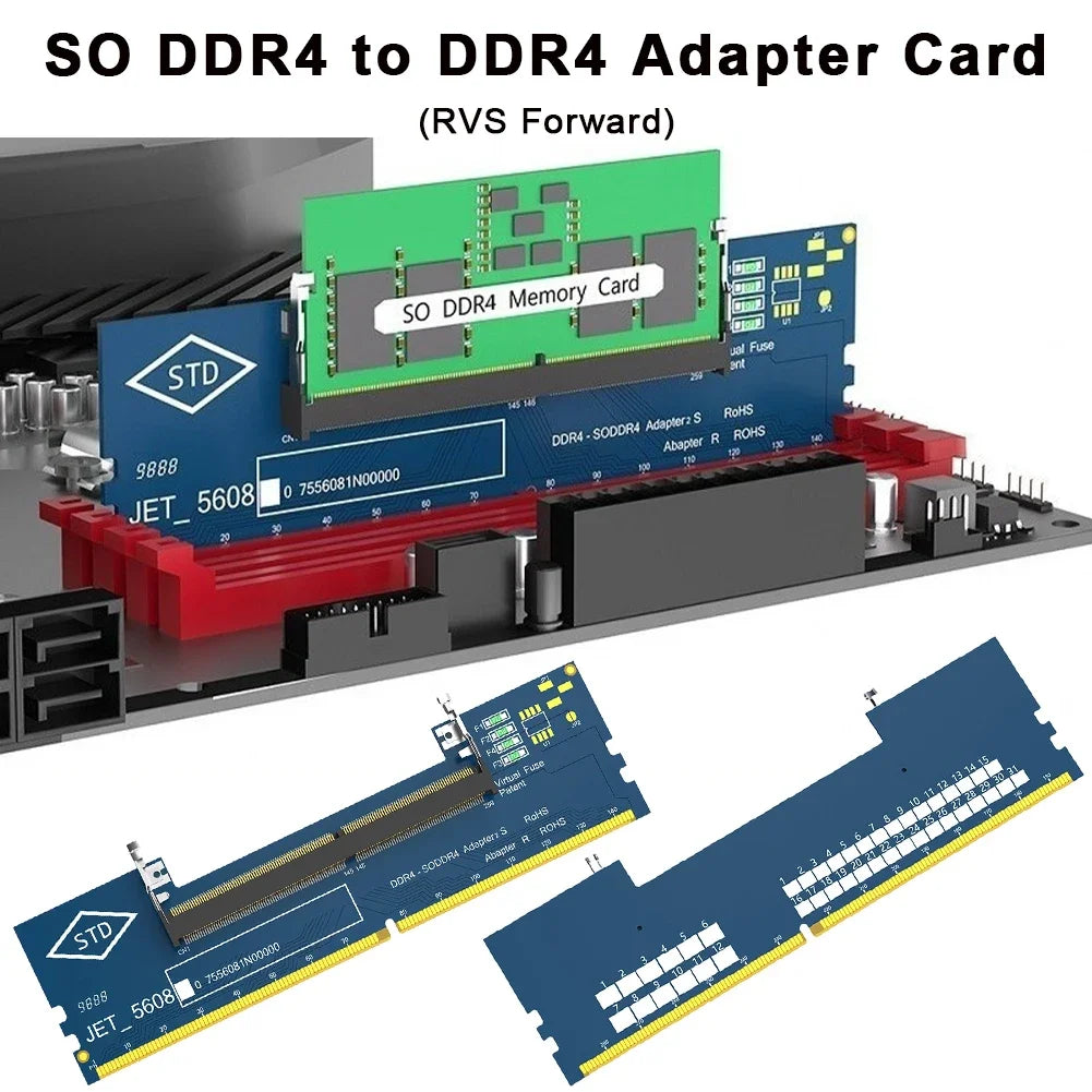 1PC Card Hard Drive Converter Laptop SO DDR4 RAM To Desktop DDR4 Adapter Card Memory Tester SO DIMM 4 To DDR4 Converter Adapter