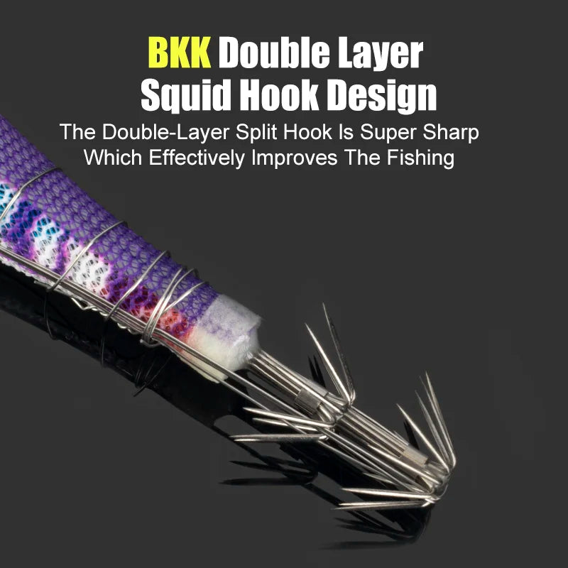 LEYDUN Luminous Squid Jig Wood Shrimp Egi Purple Deep Sea Cuttlefish Hanchi Egi 5pcs/set Fishing Lures Saltwater Baits