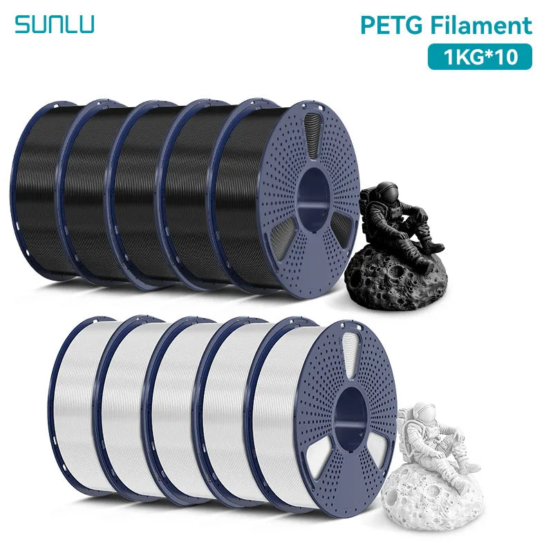 SUNLU PETG Filament 10KG 1.75MM 22LBS No Bubble Odorless Arrange Neatly Good Toughness BIodegradable High Transparency - 3D Printing Accessories from Linloft.