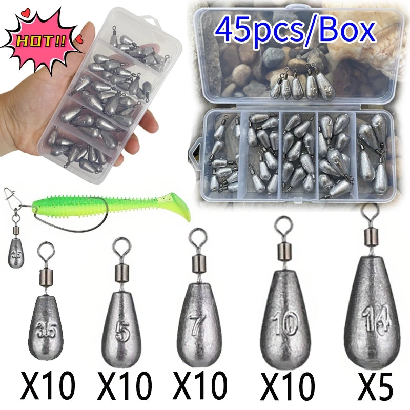 Drop Shot Sinker Kit, 45 Pcs