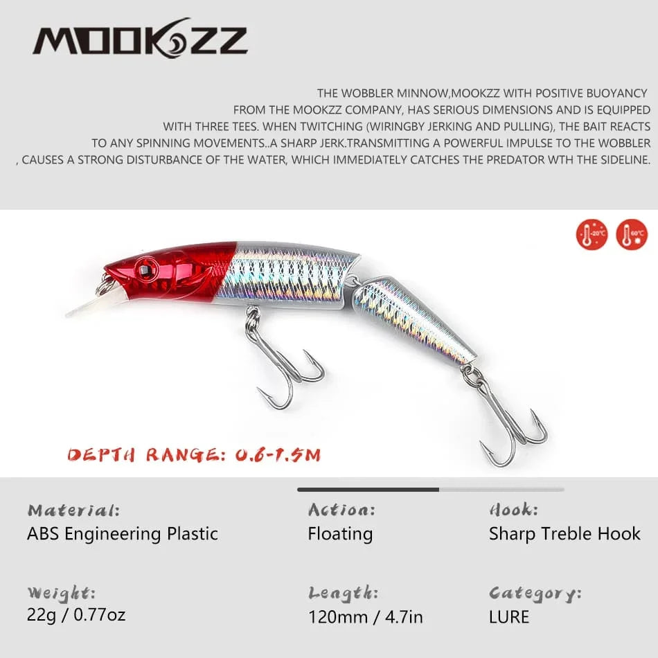 120mm 22g MOOKZZ Best Price Floating Two sections Jerking bait  Fishing Lures Artificial Baits tackles