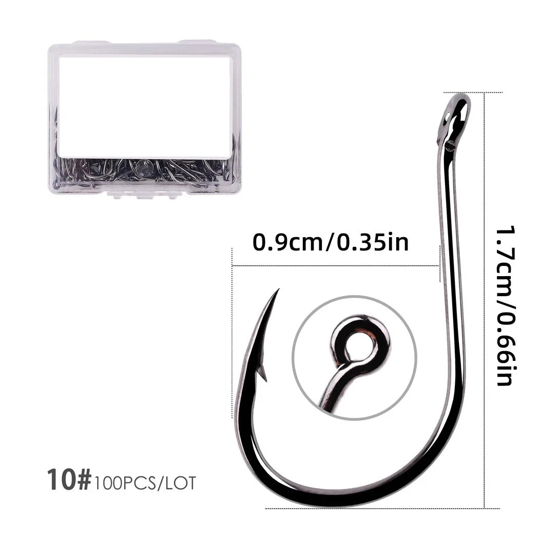 Sharp Barbed Eyed Hooks, 100-Pack - Fishing Hooks from Linloft.