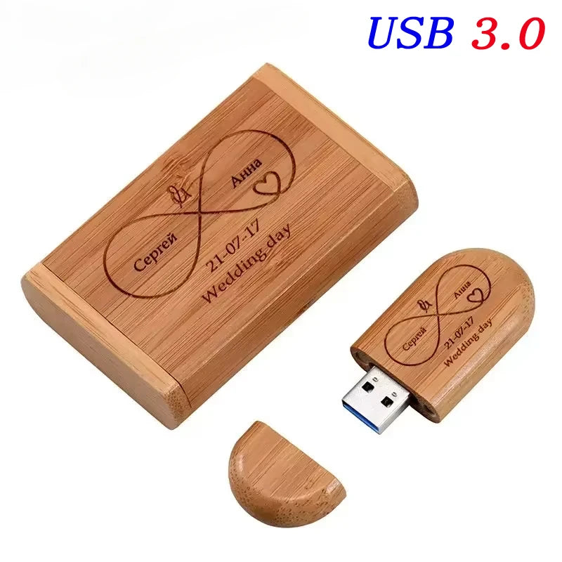Wedding Gift USB 3.0 Stick 64GB Custom Logo Wooden Box Flash Drives 32GB Pendrive Free Sample U Disk 16GB 8GB 4GB Memory Stick - Electronics & Accessories from Linloft.