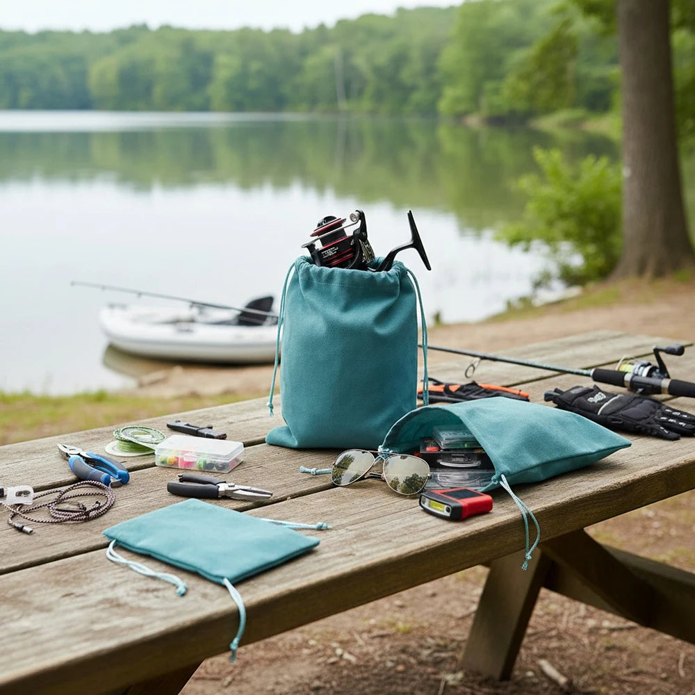 Universal Fishing Reel Protective Case Portable Drawstring Bag Fishing Tackle Storage Pouch for Wheel Coil Accessories