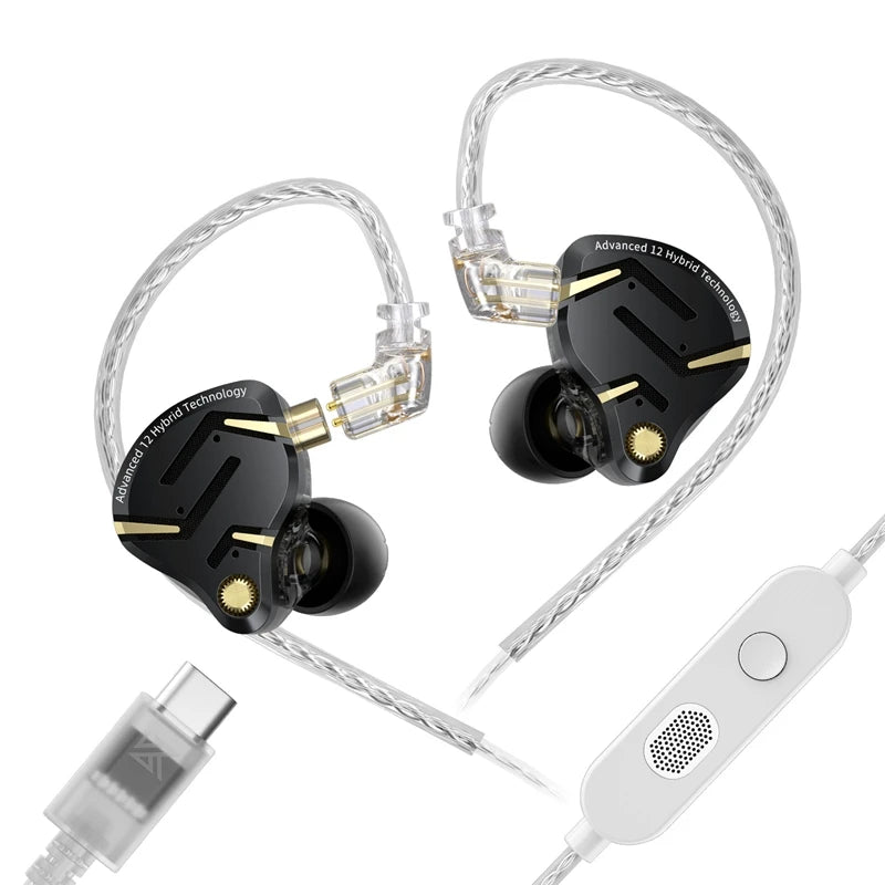 KZ ZS12 PRO 2 1DD + 5BA Hybrid HiFi In Ear Earphones Improved Bass Monitor Headphones Detachable Wire Earbuds Gaming Headest - Electronics & Accessories from Linloft.