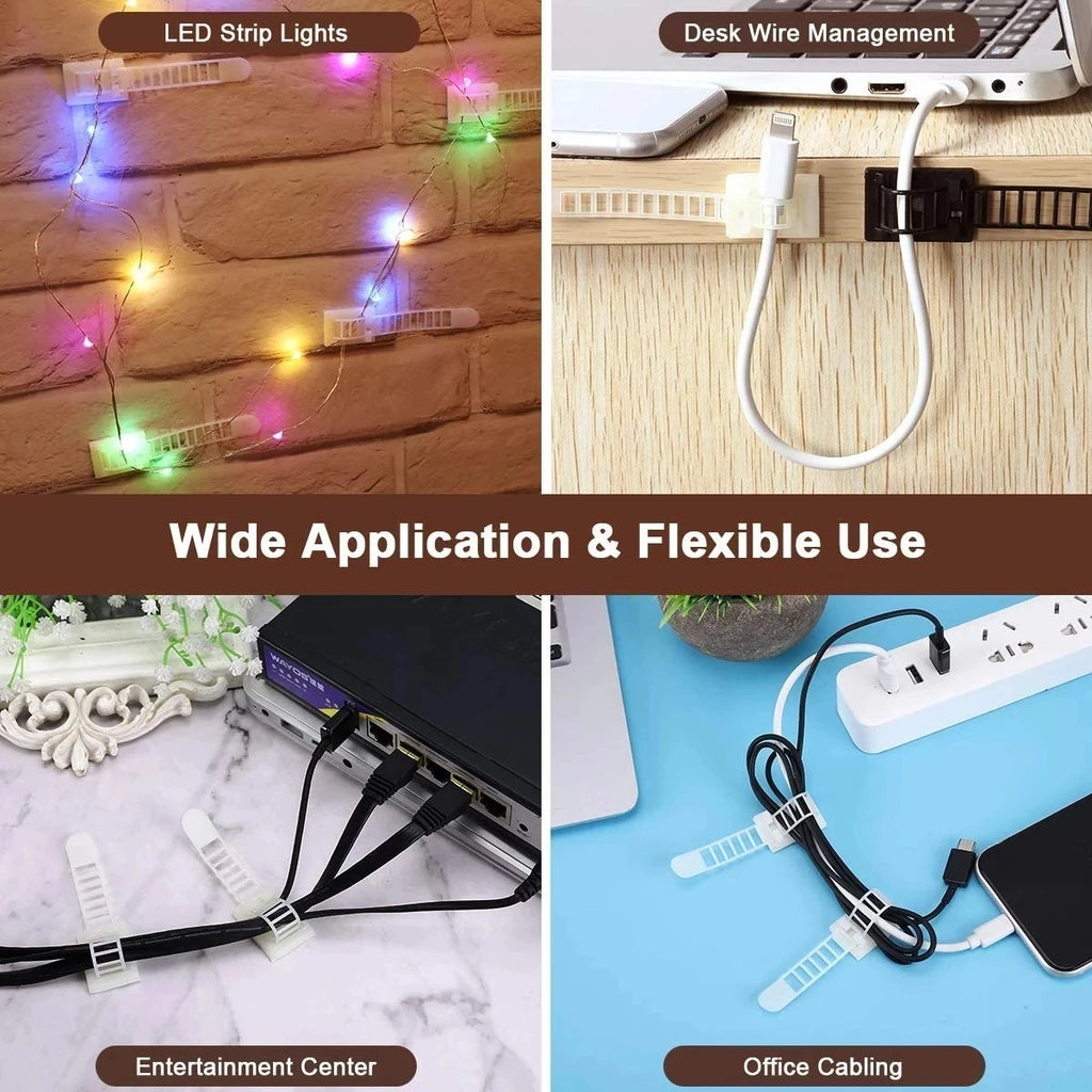 Desk Cable Management Set Self Adhesive Cable Clips Adjustable Cord Holder Headphone Stand USB Charger Protective Cover