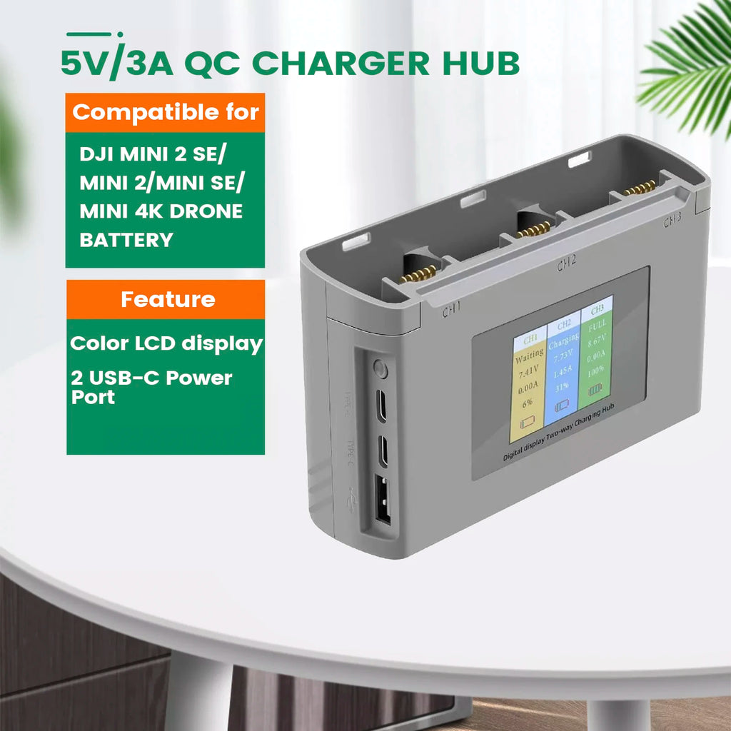 Digital Display Charging Hub For DJI Mini 2 Battery Charger for DJI Mini 3 Pro/Mini SE/Mini 2/Air 2S Power Bank Drone Accessory - Electronics & Accessories from Linloft.