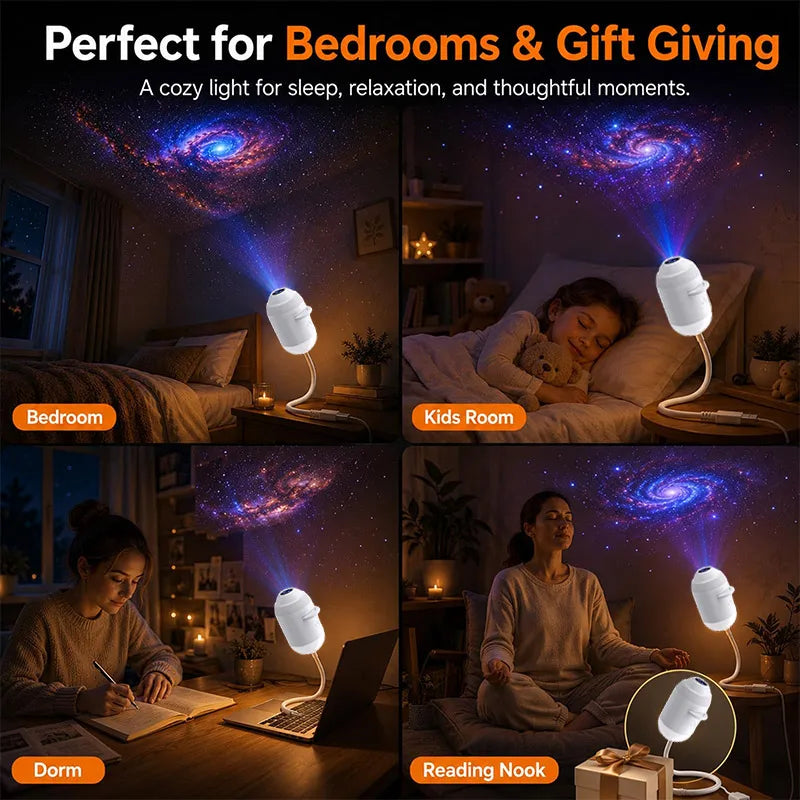 New Mini USB Plug-in Galaxy Star Projector Night Light 360° Rotatable Nebula Aurora Starry Sky Projector Light For Bedroom Decor